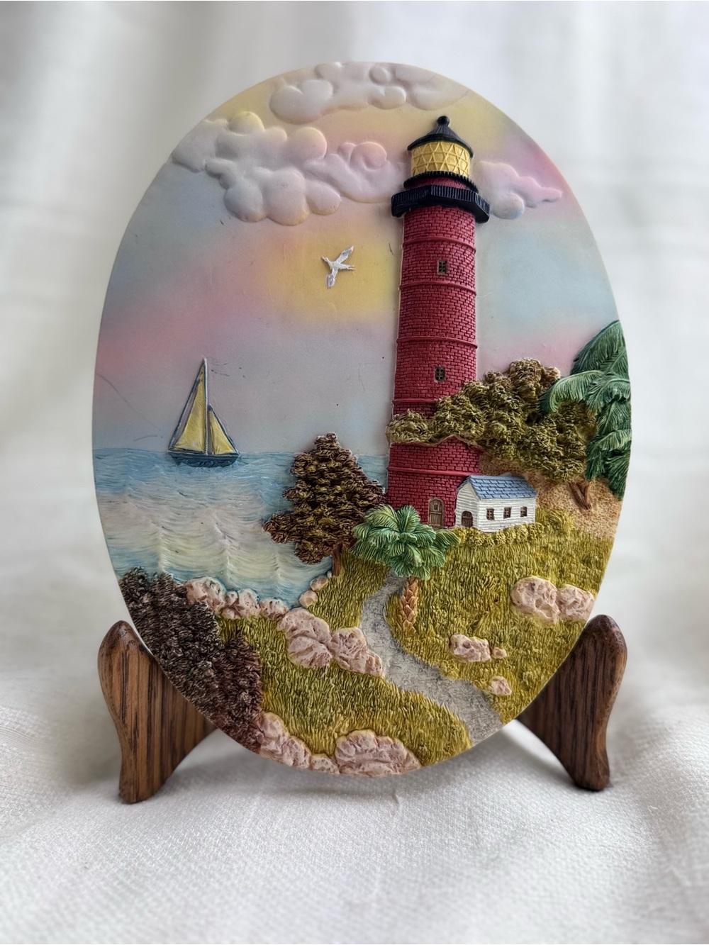 3D Ceramic  Jupiter  Florida Lighthouse Oval Wall Plaque Picture Decor